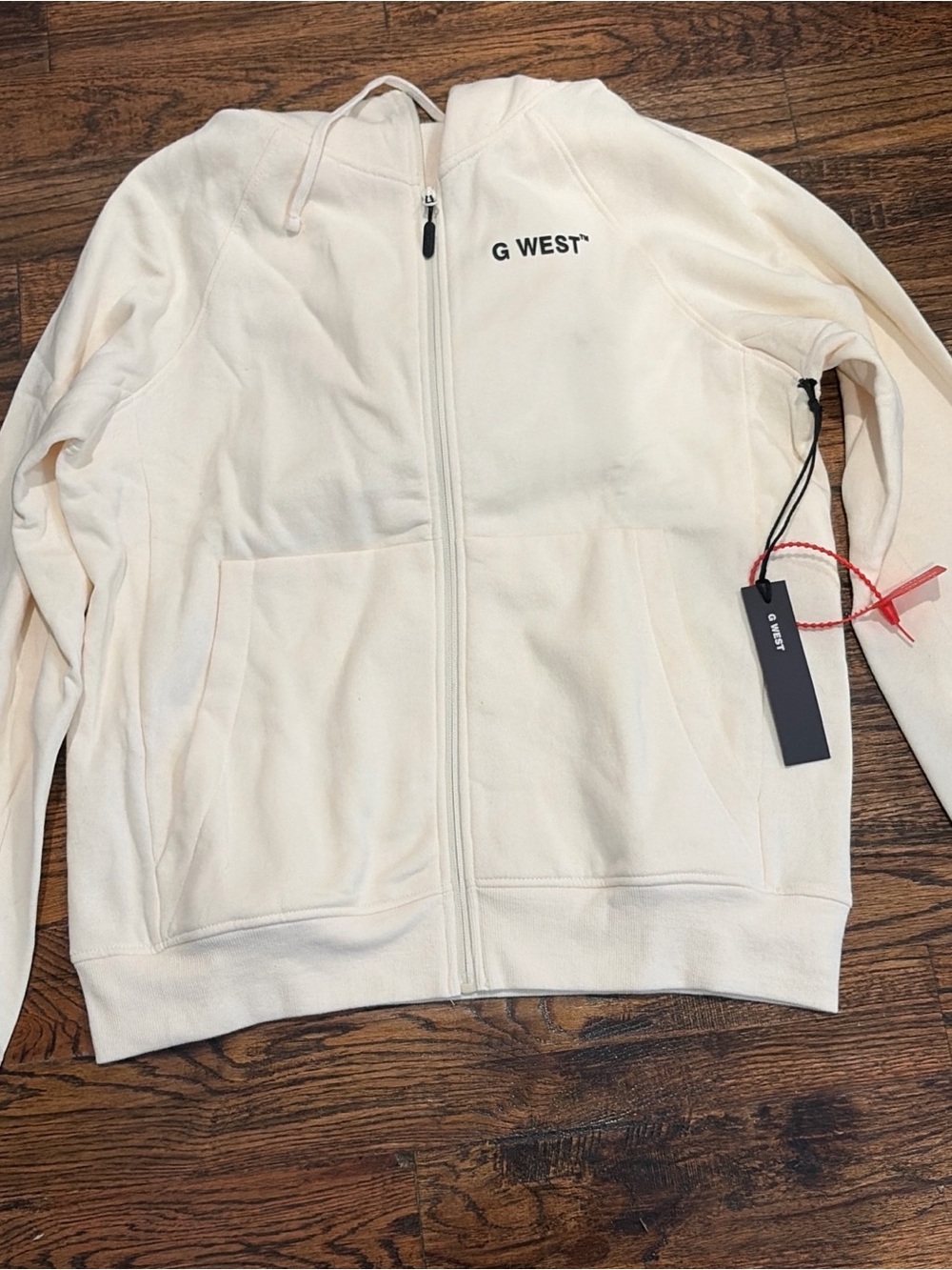 G WEST Cream Zip-Up Hoodie